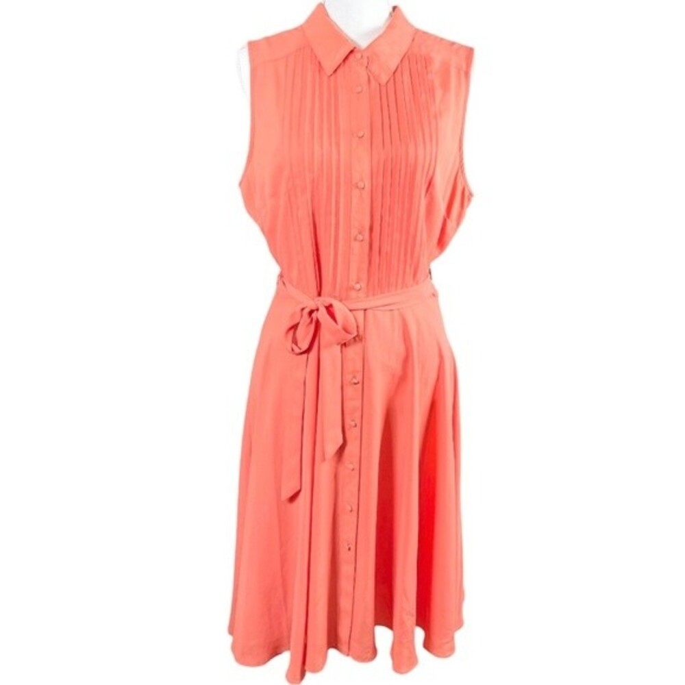 Nanette Lepore Coral Sleeveless Midi Shirt Dress